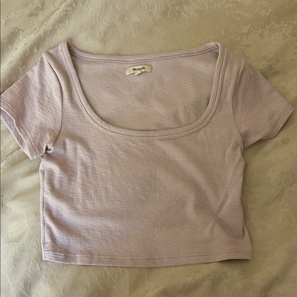 Madewell Lilac Scoop Neck Crop Top
